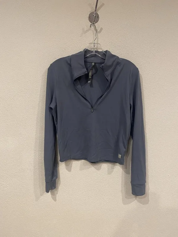 Vuori Studio Half Zip Long Sleeve Crop Top Womens Large Blue Athletic - Image 2