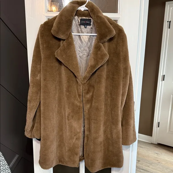 ELLIE & KATE Brown Faux Fur Teddy Bear Jacket Coat NWT Size Medium - Image 2