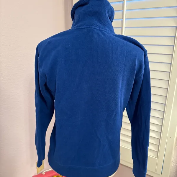 Ralph Lauren Royal Blue Shawl-Collar Sweater with Yellow Pony - Image 4