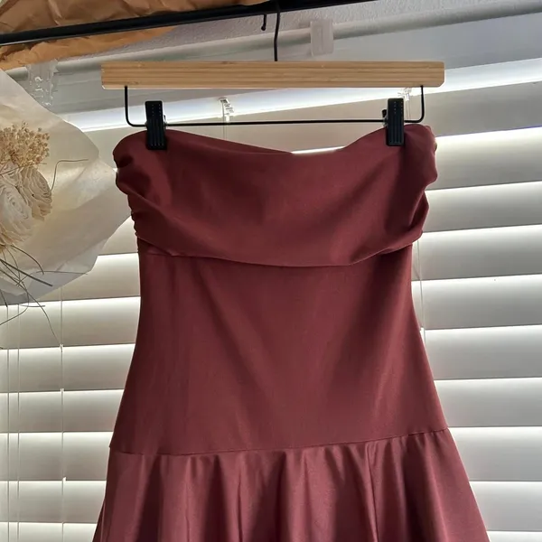 Windsor Mauve Satin Faux Mini Dress Romper Size Medium - Image 3
