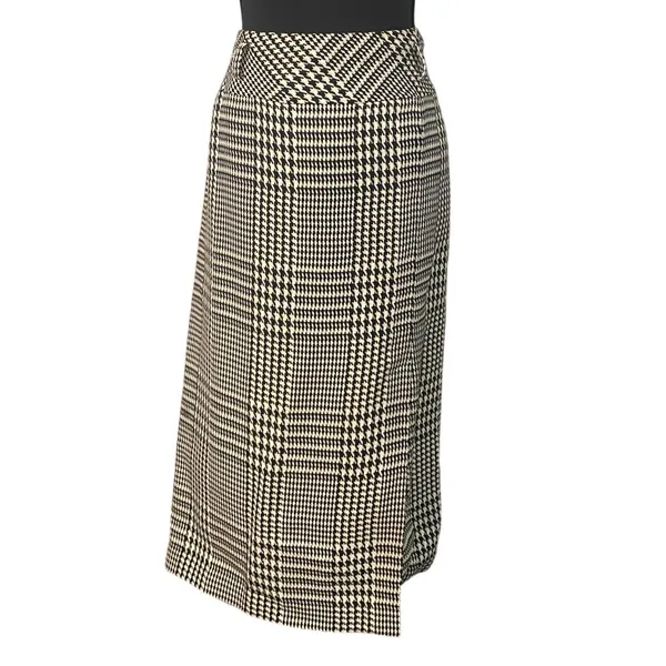 Evan Picone Classic Tailored Black White Houndstooth Plaid Midi Skirt Sze 10 Timeless Career - Image 2