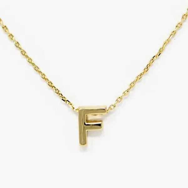 Boutique NEW Women's Letter F Dainty 14k Gold‎ Filled Block Necklace, 16-18” - Image 2
