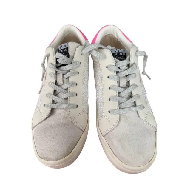 Vintage Havana Flair 32 Pink Suede Multi Glitter Star Sneakers Size 7.5 - Image 2