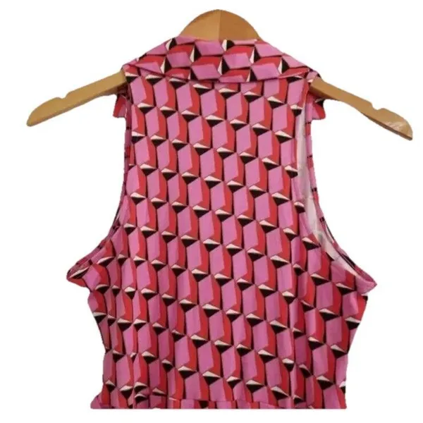 DVF Target Diane Von Furstenberg‎ Pink Geo Print Jumpsuit Size Small - Image 2