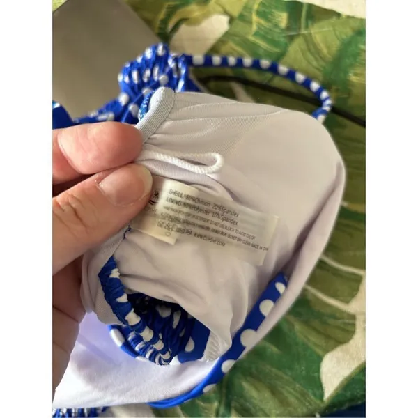 Cupshe Blue Polka Dot One-Piece Swimsuit Cutout Spaghetti Small Retro - Image 3