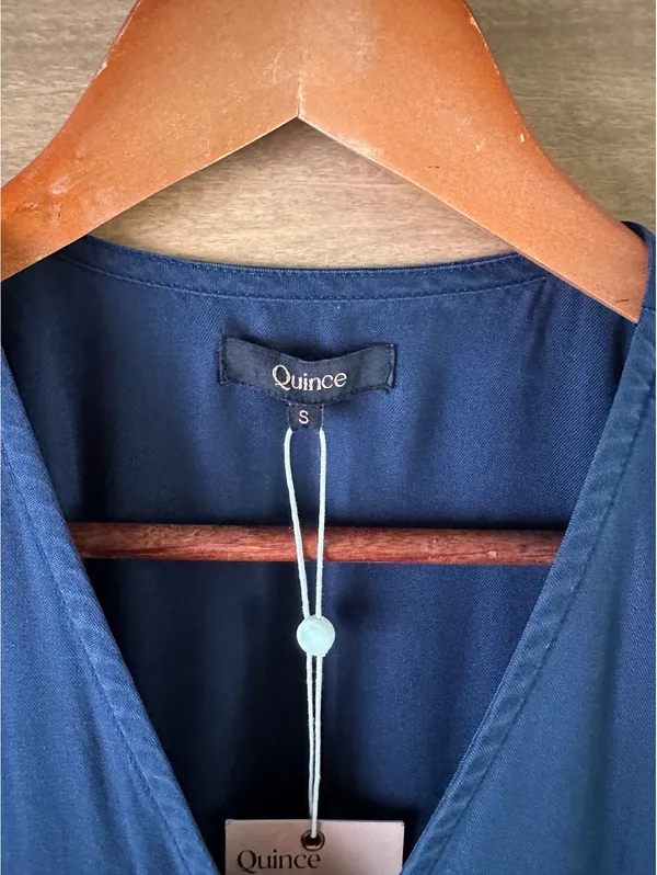 NWT Quince Vintage Wash Tencel Button Front Dress in Midnight Blue Women’s Small - Image 7