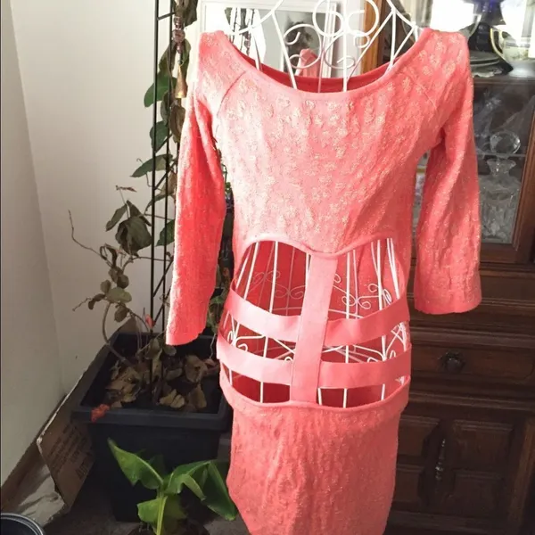 Arden B Metallic Knit Cutout Back Bodycon Mini Dress Size L - Image 3