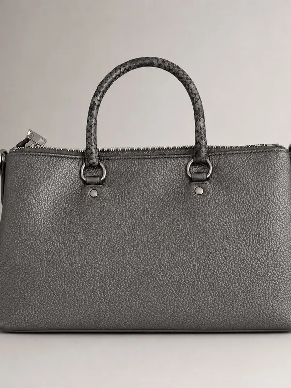 Coach Emma Small Crossbody Satchel Gunmetal Leather Snakeskin Bag Purse EUC - Image 9