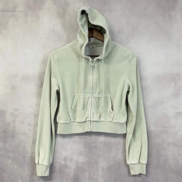 John Galt Brandy Melville Velour Zip Up‎ Hoodie Women OS Crop Soft Street Y2K - Image 14