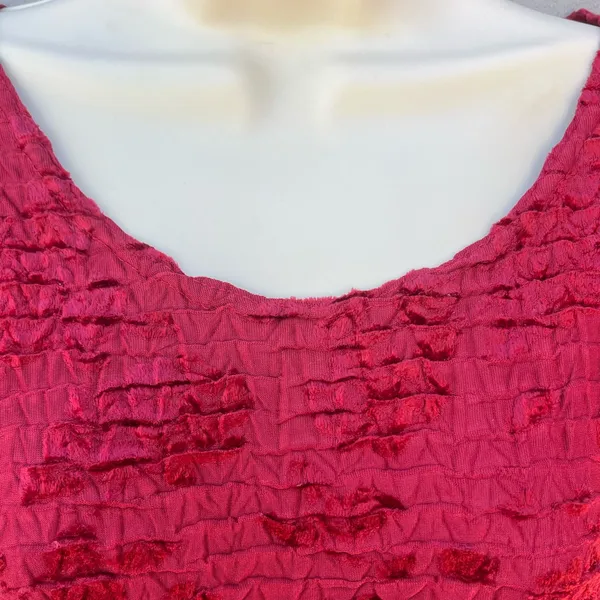Rafael Textured Crinkle Velvet Floral Top XL Deep Red‎ Long Sleeve Blouse - Image 13