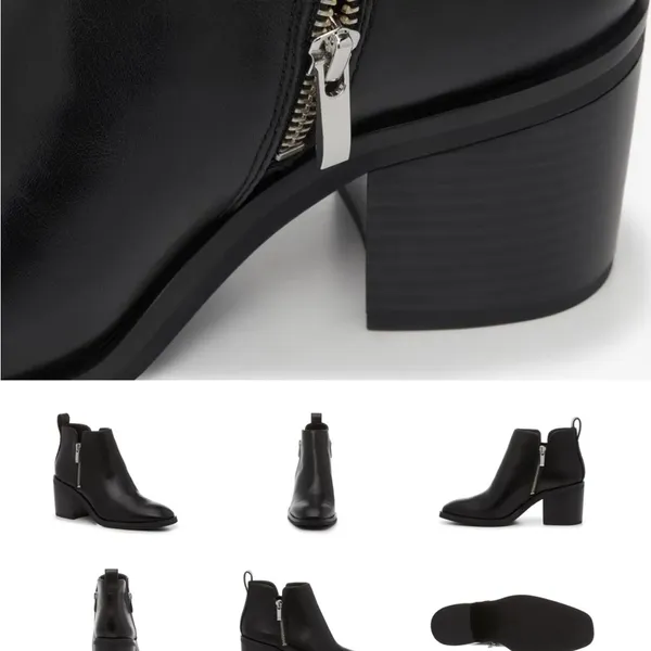 Steve Madden Black Leather Side-Zip Block Heel Ankle Boots - Image 5