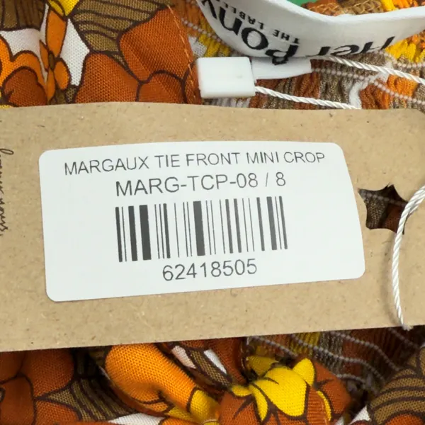 Her Pony Margaux Tie Front Mini Crop Orange Flower Power Bralette - Image 6