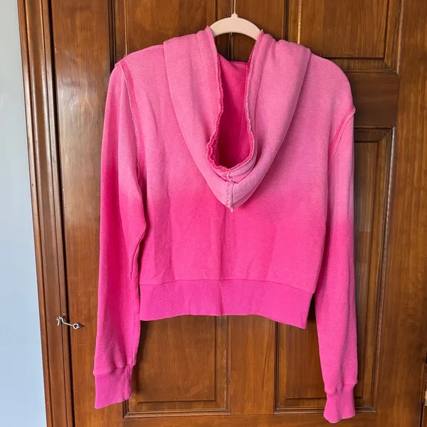 American Eagle Pink Ombre Zip-Up Hoodie Size Large - Image 4