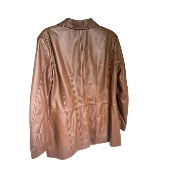 Preston & York Women’s Lambskin Leather Jacket Brown Size L - Image 2