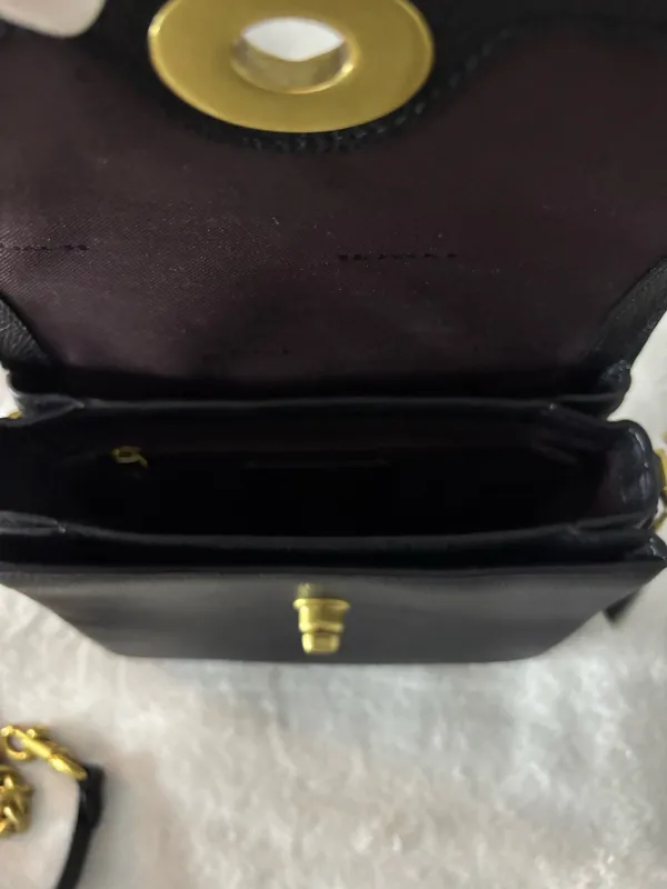 Black Foldover Coach Leather Bag - Image 2