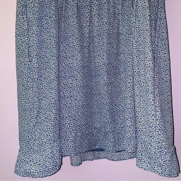 Abercrombie & Fitch Size XL Mini Dress Blue Ditsy Floral Ruffle Babydoll Boho - Image 9