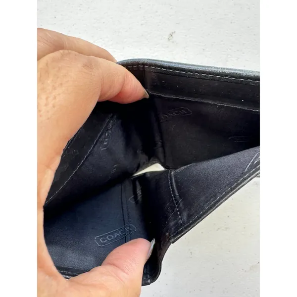 Coach Genuine Soft Leather Card Bills Sleeve Zipper Snap Button Bi-Fold Wallet - Image 4