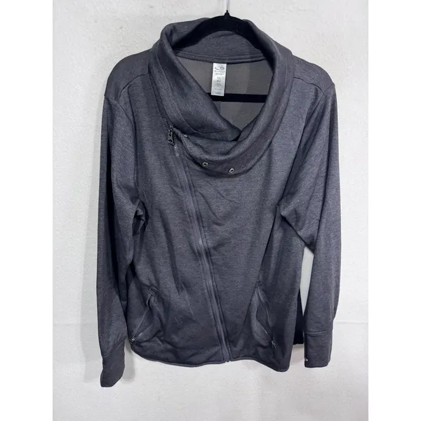 Champion XXL Gray Full Zip Jacket Women's Duo Dry Cowl Neck Asymmetrical - Image 4