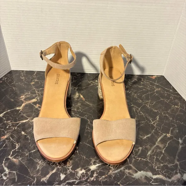 Soludos Anthropologie Capri Espadrilles Block Heel Tan Suede Women’s Size 8.5 - Image 2