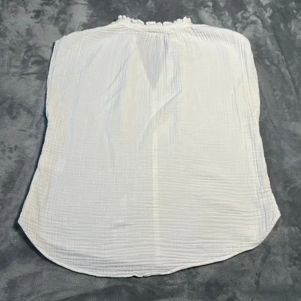 H&M V-Neck Cap Sleeve Gauze Top Size S Relaxed Fit Lightweight Beach Coastal - Image 2