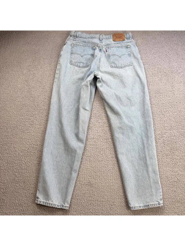 Vintage 90s Levis 550 Relaxed Fit Tapered Leg Jeans USA Made Light Wash Women 33 - Image 2