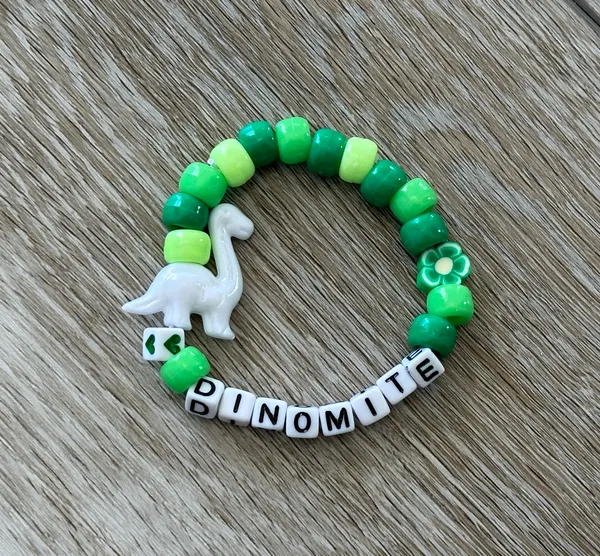Handmade NEW Lot Of 2 Kandi Bracelets EDM Rave Festival Dinosaur PLUR Colorful Fun - Image 3