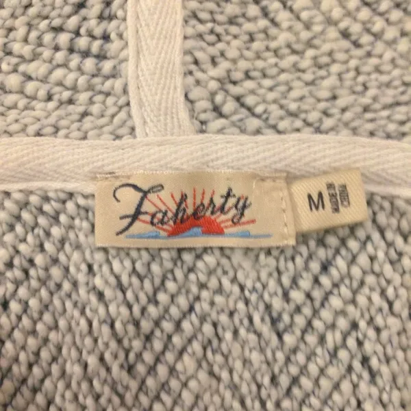 Faherty Whitewater Hoodie pull over blue and white medium - Image 7