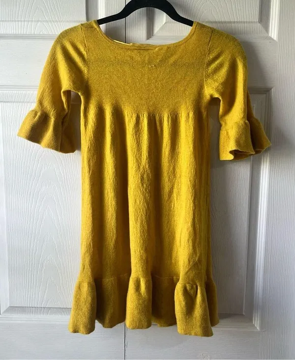 Vintage Free People Light Sweater Dress Mustard Yellow Size Medium - Image 4