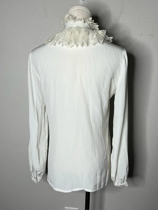 Vintage Tokyo Blouse Marianne Ruffle Lace Tie Neck Button Down Victorian Blouse - Image 2
