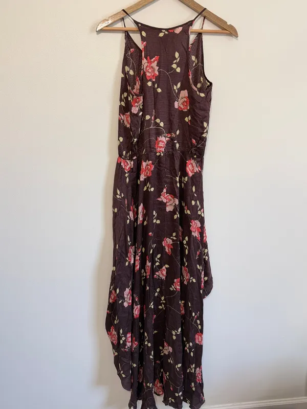 Farm Rio Floral Pink Purple Midi Dress Women’s‎ Size XS SMALL Tropical high low - Image 6