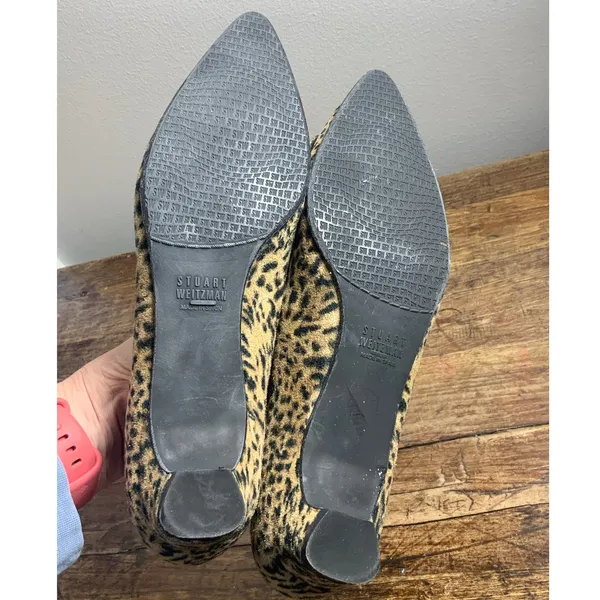 Stuart Weitzman‎ leopard print ballerina flats gold buckles 7N - Image 8