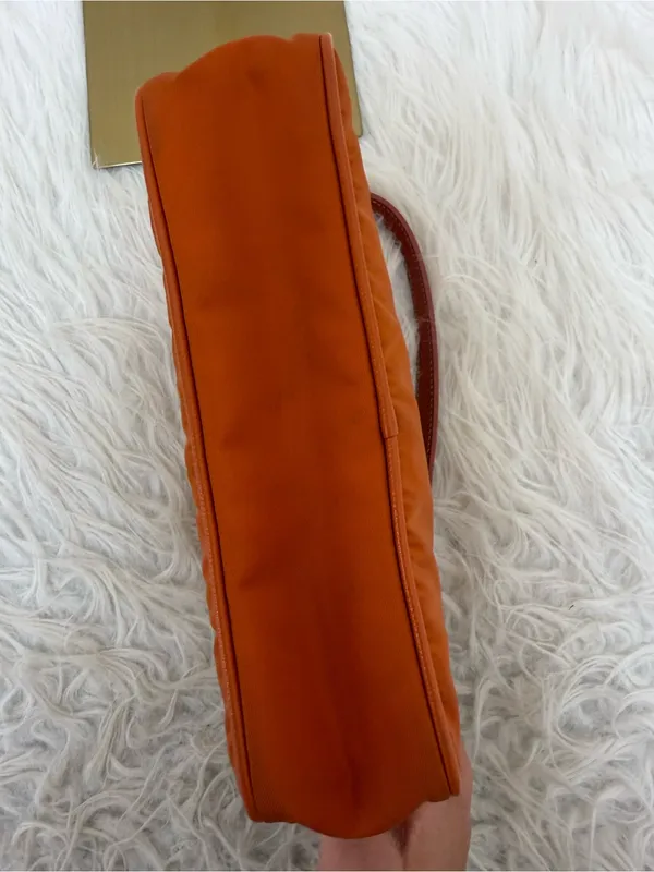 AUTHENTIC Prada Orange Nylon Handbag - Image 4