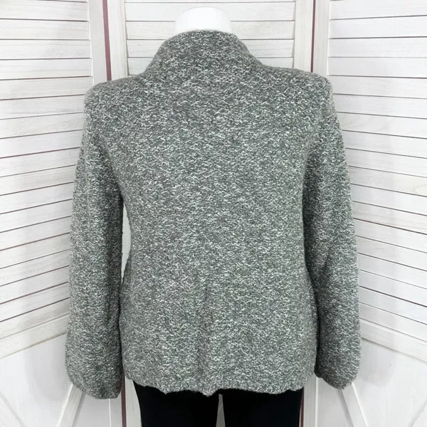 Willi Smith Marled Peplum Wool Blend‎ Cardigan Sweater Grey XL - Image 4