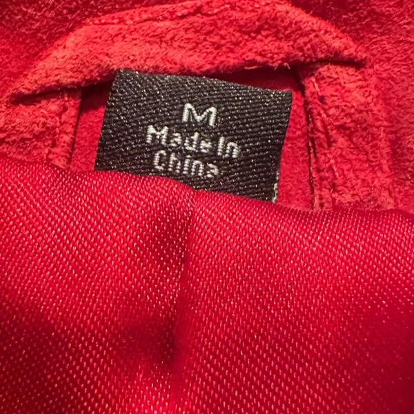 Pamela McCoy Vintage Genuine Leather‎ Suede Red Zip Jacket Size Medium - Image 4