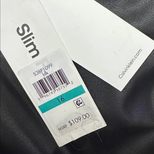 CALVIN KLEIN Faux Leather Ankle Pant 16 Black $109 Retail NWT - Image 6