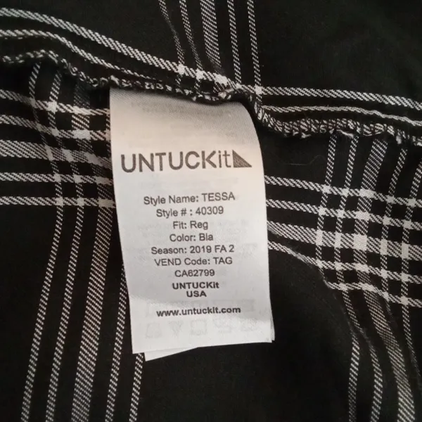 UNTUCKit Tessa Black N White Plaid Wrap Shirt Dress Viscose Office Womens 6 - Image 6