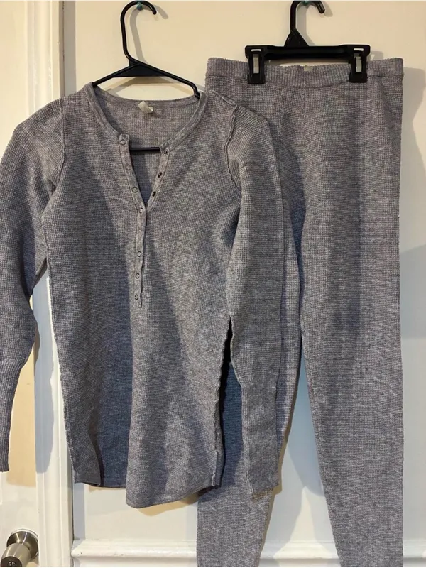 Intimately Free People Waffle Knit Henley Lounge Set Gray XS Like New - Image 2