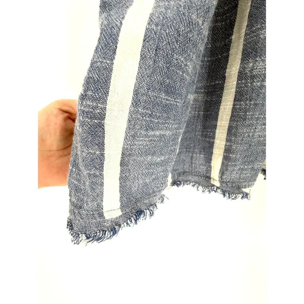 Free People Obi Posey Smocked Tank Top Striped Boho Hippie M Blue White Fringe - Image 13