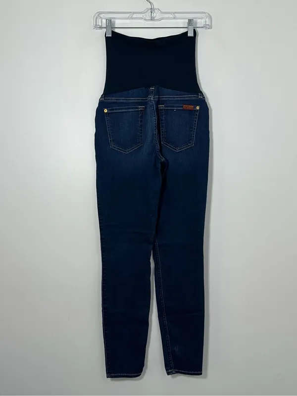 7 For All Mankind Maternity Skinny Jeans Size 26 Dark Wash Full Belly Panel - Image 3