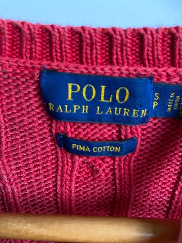 Polo Ralph Lauren 100% Cotton Lightweight Loose Cable Knit Split Hem Sweater S - Image 3