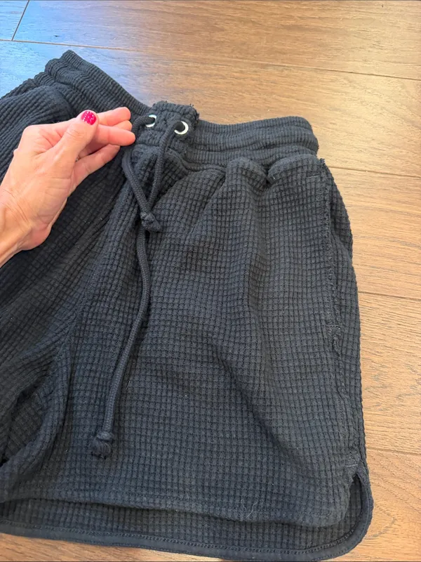aerie Black Waffle-Knit Athletic Lounge Shorts Size XS - C72-020 - Image 3