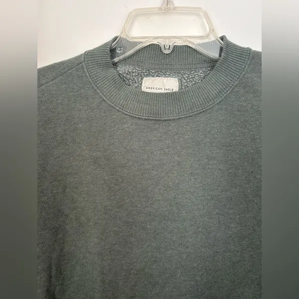 American Eagle Mock Neck Fleece Sweatshirt X-Small Green - Image 2