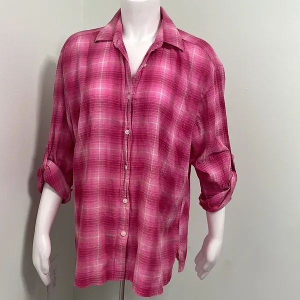 Pendleton | Pink Plaid Long Sleeve Button Up Shirt - Image 3