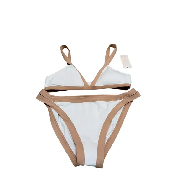 L Space Farrah White Tan top S Charlie bottom L High Leg Bikini Set‎ Swimwear S - Image 2