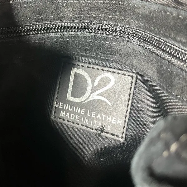 D2 DSQUARED Black Suede Fringe Backpack Western Boho Relaxed Low Hanging - Image 9