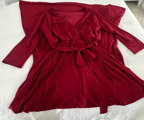 Pinkblush burgundy Draped 3/4 Sleeve Maternity Maxi Dress - Image 3