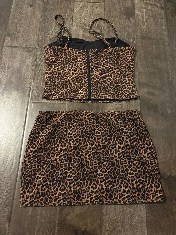 Leopard Top & Mini Skirt Set Edikted - Image 2