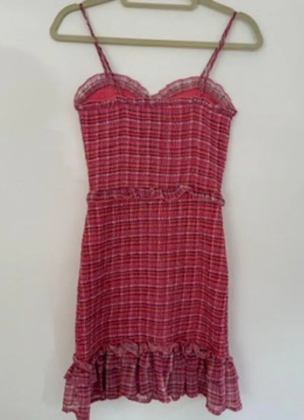 Aqua Smocked Mini Dress Pink Gingham size S - Image 5