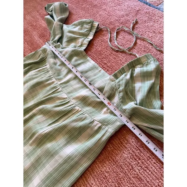 SO Goods For Life Green Plaid Long Sleeve Tiered Mini Dress Cottagecore - Image 6