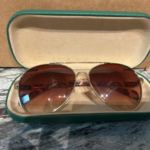 Gold Aviator Sunglasses with Brown Lenses - Image 2